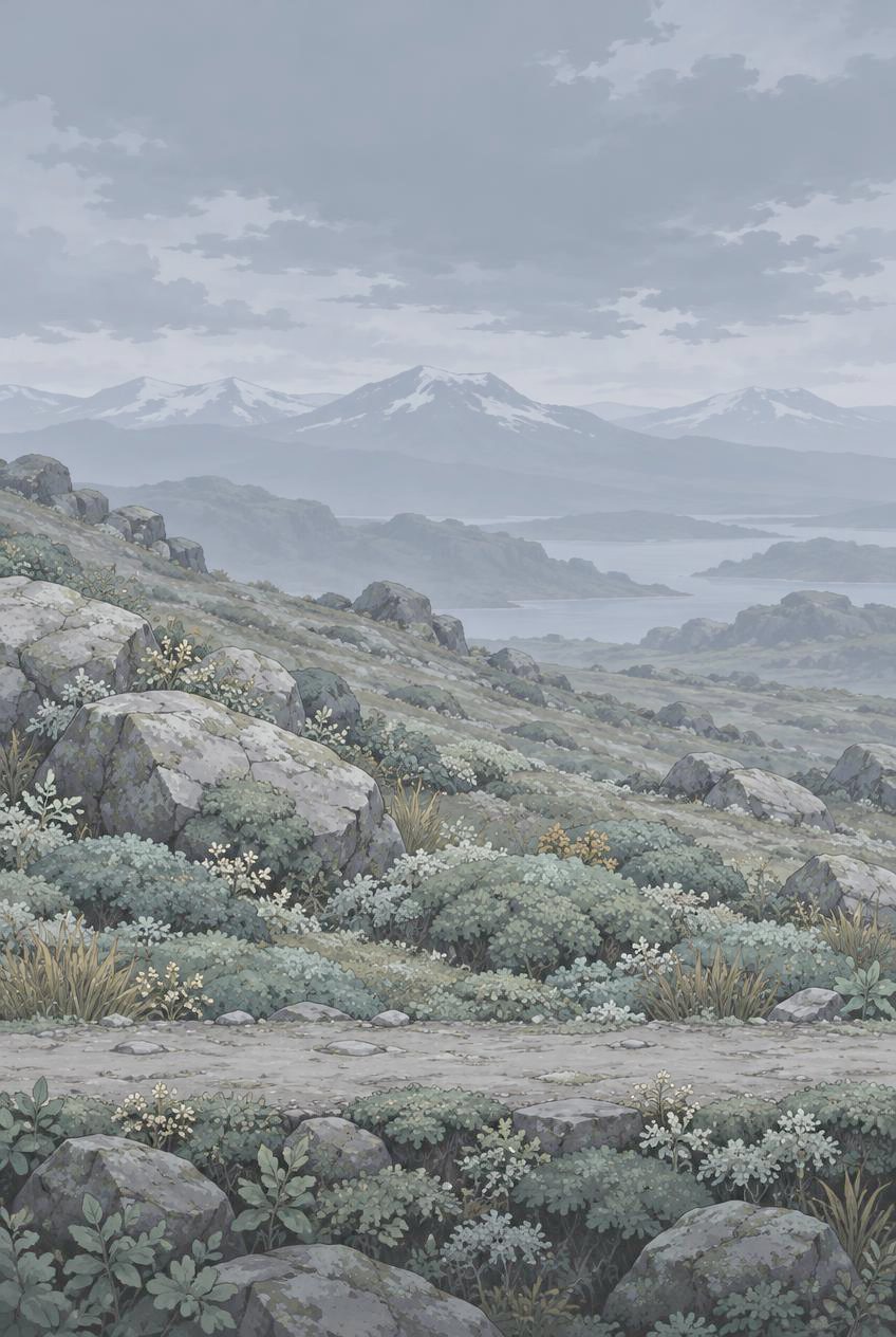 苔原草坡背景
