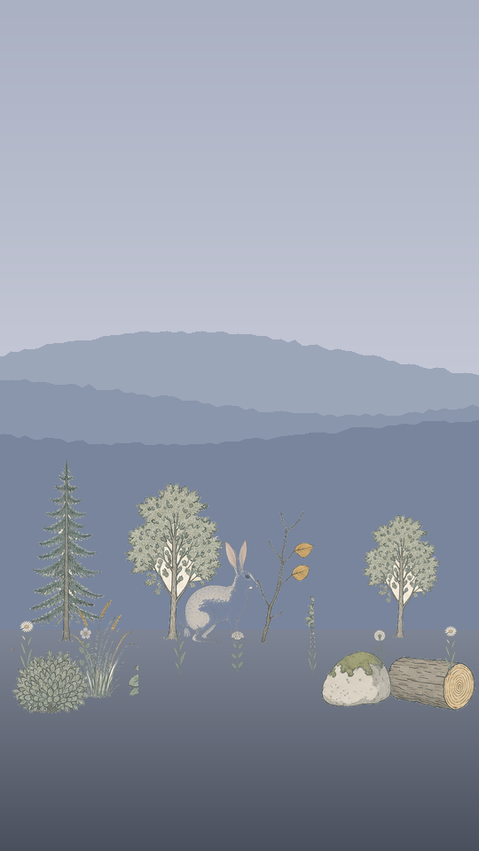 用生图素材拼的竖屏场景 · 兔子和野花地
